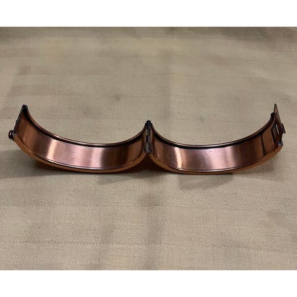 MCM Renoir raised leaf design copper hinge clamper style bracelet signed estate - Picture 5 of 8